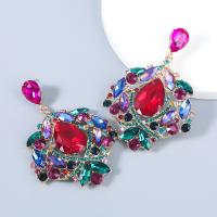 Zinc Alloy Drop Earrings fashion jewelry & for woman & with glass rhinestone & with rhinestone Sold By Pair