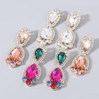 Zinc Alloy Drop Earrings fashion jewelry & for woman & with glass rhinestone & with rhinestone Sold By Pair