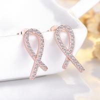 Cubic Zirconia Micro Pave Brass Earring Bowknot plated fashion jewelry & micro pave cubic zirconia & for woman Sold By Pair