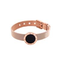 Bracelet d'acier titane, avec strass acrylique, Motif géométrique, Plaqué de couleur d'or rose, Longueur réglable & pour femme, couleur or rose, 18x18mm, Longueur:Environ 21.5 cm, Vendu par PC