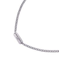 Collar de Acero Titanio, Partículas de acero, con 5cm extender cadena, Patrón Geométrico, pulido, unisexo & cadenilla, plateado, 40x10mm, longitud:aproximado 55 cm, Vendido por UD