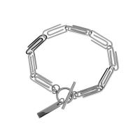 Stainless Steel Jewelry Bracelet, 316L Stainless Steel, Geometrical Pattern, polished, Length Adjustable & Unisex, silver color, Length:Approx 19 cm, Sold By PC