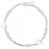 Titanstahl Halskette, mit Kunststoff Perlen, mit Verlängerungskettchen von 5cm, Schmetterling, poliert, unisex & Rundgliederkette, Silberfarbe, Länge:ca. 50 cm, verkauft von PC