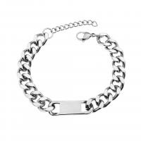 Titanium Steel Bracelet & Bangle, with 3cm extender chain, polished, Unisex & different size for choice & curb chain, silver color, Length:Approx 18 cm, Sold By PC