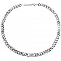 Titanium Steel Necklace with 5cm extender chain polished Unisex & curb chain silver color Length Approx 50 cm Sold By PC