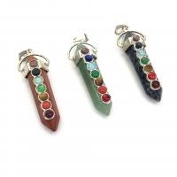 Gemstone Pendants Jewelry, Tibetan Style, with Gemstone, polished, DIY, more colors for choice, 55x18mm, Sold By PC
