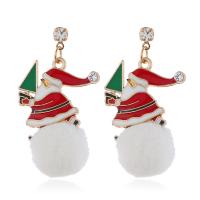 Boucles d'oreilles de Noël, alliage de zinc, pour femme & émail, plus de couleurs à choisir, 38x16mm, Vendu par paire