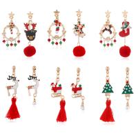 Christmas Earrings, Tibetan Style, plated, for couple, more colors for choice, Sold By Set