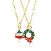 Christmas Necklaces Zinc Alloy plated for woman mixed colors Length 55 cm Sold By Set