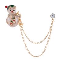 Christmas Brooches Zinc Alloy Snowman plated Unisex & with rhinestone mixed colors Sold By PC