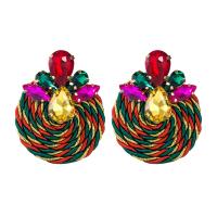 Rhinestone Earring, Tibetan Style, with Cotton Cord, plated, for woman & with rhinestone, more colors for choice, 45x65mm, Sold By Pair
