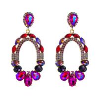 Rhinestone Earring, Tibetan Style, with Glass, plated, for woman & with rhinestone, more colors for choice, 45x65mm, Sold By Pair