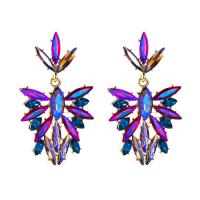 Zinc Alloy Drop Earrings with Glass plated for woman Sold By Pair