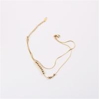 Fashion Jewelry Anklet, Titanium Steel, gold color plated, Double Layer & for woman, Length:Approx 9 Inch, Sold By PC