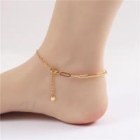Fashion Jewelry Anklet, Titanium Steel, with 1.96 inch extender chain, gold color plated, for woman, Sold By PC
