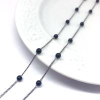 Messing Kugelkette, mit Perlen, plattiert, keine, 5.20mm, 20m/Spule, verkauft von Spule