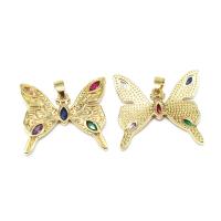 Cubic Zirconia Micro Pave Brass Pendant, Butterfly, micro pave cubic zirconia, more colors for choice, 30x31x3mm, Sold By PC