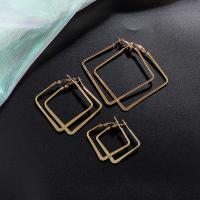Zinc Alloy Hoop Earring Rhombus plated fashion jewelry & for woman golden Sold By Pair