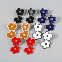 Tibetan Style Drop Earrings, Flower, fashion jewelry & for woman & enamel, more colors for choice, Sold By Pair