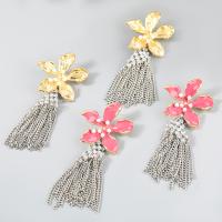 Fashion Fringe Earrings, Tibetan Style, with acrylic rhinestone & ABS Plastic Pearl, fashion jewelry & for woman & enamel, more colors for choice, Sold By Pair