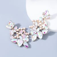Rhinestone Earring Zinc Alloy with ABS Plastic Pearl fashion jewelry & for woman & with glass rhinestone Sold By Pair