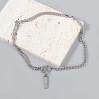 liga de zinco colar, with 1.22 extender chain, banhado, joias de moda & para mulher, cor original, comprimento 14.81 inchaltura, vendido por PC