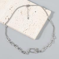 liga de zinco colar, with 2.44 extender chain, banhado, joias de moda & para mulher, cor original, comprimento 19.02 inchaltura, vendido por PC