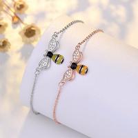 Cubic Zirconia Micro Pave Brass Bracelet with enamel Bee plated for woman & with cubic zirconia nickel lead & cadmium free Length Approx 16 cm Sold By PC