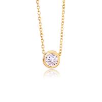 Brass Necklace, Stainless Steel, with Brass, with 5cm extender chain, 18K gold plated, wave chain & for woman & with cubic zirconia, golden, 8mm, Length:Approx 37.5 cm, Sold By PC