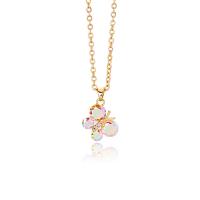 Cubic Zircon Micro Pave Brass Necklace, Stainless Steel, with Brass, Butterfly, 18K gold plated, for woman & with cubic zirconia, golden, 13mm, Length:Approx 37.5 cm, Sold By PC