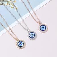 Evil Eye Jewelry Necklace Zinc Alloy with Epoxy Sticker plated rolo chain & for woman & with rhinestone Sold By PC