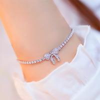 Zinc Alloy Bracelet Bowknot plated for woman & with rhinestone 10mm Length Approx 22 cm Sold By PC
