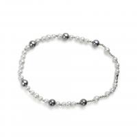 Plastik perle halskæde, 304 rustfrit stål, med Plastic Pearl, sølvfarvet forgyldt, Unisex, sølv, Længde Ca. 45 cm, Solgt af PC