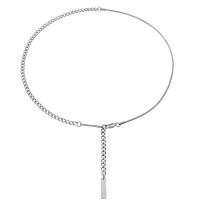 Collar de Acero Titanio, Partículas de acero, pulido, unisexo & cadenilla & cadena de la serpiente, plateado, longitud:aproximado 55 cm, Vendido por UD