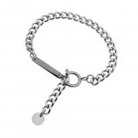 Titanium Steel Bracelet & Bangle polished Unisex & curb chain silver color Length Approx 19 cm Sold By PC