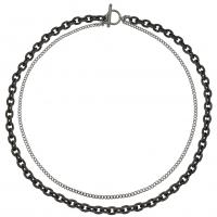 Titanium Steel Necklace polished Double Layer & Unisex & curb chain silver color Length Approx 50 cm Sold By PC