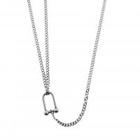 Titanium Steel Necklace with 5cm extender chain polished Unisex & curb chain silver color Length Approx 45 cm Sold By PC