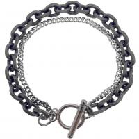 Titanium Steel Bracelet & Bangle polished Double Layer & Unisex & curb chain silver color Length Approx 17 cm Sold By PC