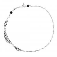 Titanium stål halskæde, med Plastic Pearl, poleret, Unisex & oval kæde, sølv, Længde Ca. 60 cm, Solgt af PC