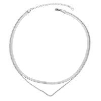 Titanstahl Halskette, poliert, Doppelschicht & unisex & Fischgräten-Kette & Kastenkette, Silberfarbe, Länge:ca. 50 cm, verkauft von PC