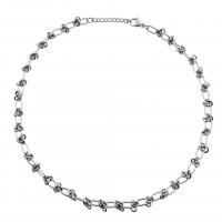Titanstahl Halskette, mit Verlängerungskettchen von 5cm, poliert, unisex & verschiedene Größen vorhanden, Silberfarbe, Länge:ca. 50 cm, verkauft von PC
