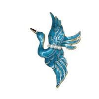 Zinc Alloy Brooches with Plastic Pearl Crane gold color plated Hand-Painted Enamel Glaze blue Sold By Lot