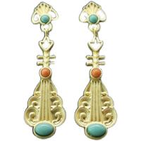Zinc Alloy Drop Earrings with Plastic gold color plated & for woman Sold By Lot