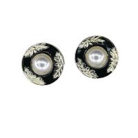 Zinc Alloy Stud Earring with Plastic Pearl gold color plated & for woman Sold By Lot