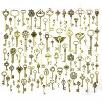 Cink ötvözet Key Medálok, antik sárgaréz színű krómozott, 14-83mm, 100PC-k/Set, Által értékesített Set