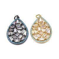 Cubic Zirconia Micro Pave Brass Pendant, Teardrop, micro pave cubic zirconia, more colors for choice, 32x20x4mm, Sold By PC
