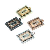 Cubic Zirconia Micro Pave Brass Pendant, Square, micro pave cubic zirconia, more colors for choice, 27x19x2mm, Sold By PC