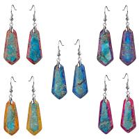 Impression Jasper Drop Earring, stainless steel earring hook, plated, for woman, more colors for choice, 15x55mm, Sold By Pair