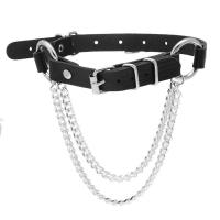 Mode-Halskette, PU Leder, mit Aluminium & Eisen, silberfarben plattiert, mehrschichtig & für Frau, schwarz, 15mm, Länge:ca. 46 cm, verkauft von PC