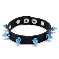 PU Leather Cord Bracelets, with ABS Plastic & Iron, plated, Unisex, black, 14mm, Length:Approx 23 cm, Sold By PC